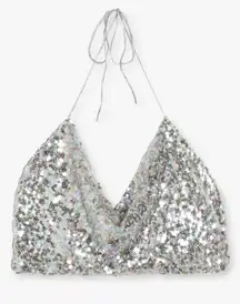 Sequin Cowl Neck Crop