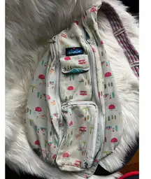 KAVU Sling Bag Cream with Pink Campers