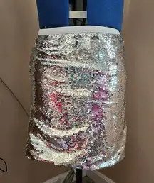 YYA Silver Sequin Sparkle Stretchy Midi Pencil Skirt