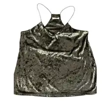 Velvet Top Sleeveless Green Vintage USA Size SM MOD REF Chic Holiday Party Y2K