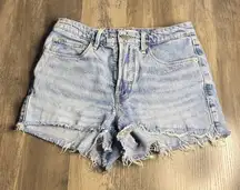 Good American Light Blue Distressed Jean Shorts