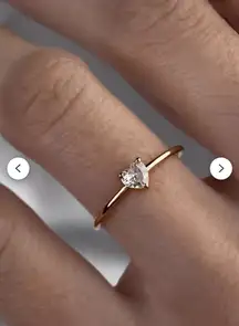 18K crystal heart love ring