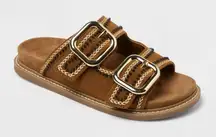 Universal Thread Brown Sandals with Gold Buckles