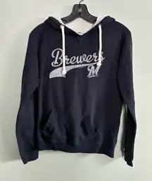 ‘47 Brand MLB Milwaukee Brewers Baseball Navy Blue Women’s Hoodie Sweatshirt M