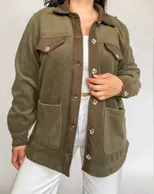 Blank NYC Green Fleece Long Sleeve Button Down Jacket Size XS NWT