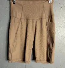 WILO brown high waisted biker shorts.  Size Medium