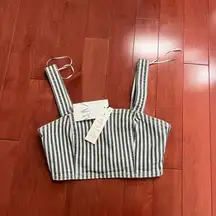 New Zara denim pinstripe top