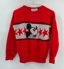 Vintage 70s Cliff Engle Acrylic Mickey Mouse Stars Sweater Adult size xs