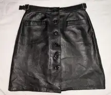 Vintage Cache Button Up Leather Pencil/A-Line Skirt W2 Black