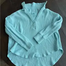 Light Blue Waffle Knit Pullover
