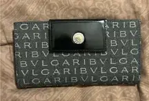 Bvlgari all over print cavas long trifold wallet