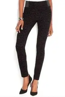 Bar III  | Black Leggings Cheetah Print Velvet Flocked Burnout Size Medium