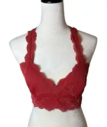 Intimately Free People Red Lace Racerback Bralette M | Sexy Romantic Valentine