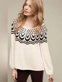 Anthropologie Metallic Bib Sweater By Field Flower By Wendi Reed sz XS Soft girl