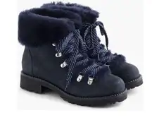 J.Crew winter shearling booties in navy NEW