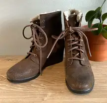 UGG Waterproof Suede Wedge Lace Tie Boot Booties, 6