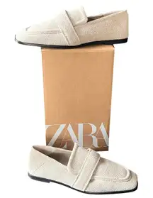 Zara Arena Loafer Shoes Womens 9 Beige Flat Moccasin Modern Smart Casual Comfort