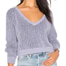 Free People High Low V Sweater in Purple Combo