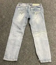 ROCK REVIVAL Rhinestone Nicole Capri Jeans Size 26 Cowgirl Rhinestones Western