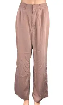 Abercrombie & Fitch Tan High Rise Front Pleated Wide Leg Career Dress Pants Sz M