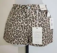 YMI Jeans High Rise Shorts Tan Leopard Size 3 / 26