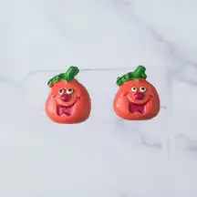 Vintage Clip On Earrings Cartoon Tomato? Earrings