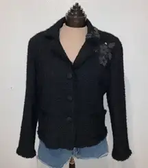 Black Virgin Wool Blazer Size 10