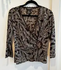 Nine West Separates Chocolate Brown Lace Trim Fairy Faux Wrap Beaded Detail L