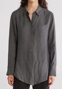 Theory hekanina Drape Hemp Shirt Button Front Long Sleeve Size Medium