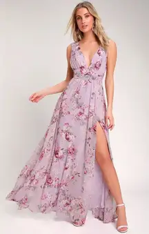 Maxi Dress Garden Meandering Lavender Floral Print