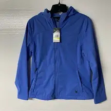 Spyder Jacket Women Blue Soft Shell Fleece Lined Full Zip Hooded EBB And FLOW