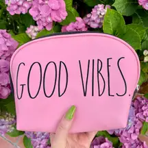 Rae Dunn Pink Round Cosmetic Bag