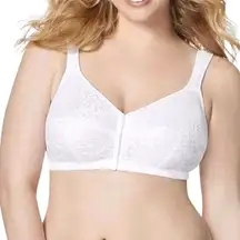 PLAYTEX Just My Size 48C Bra 1107 Easy-On Front Close Wirefree Comfort • White