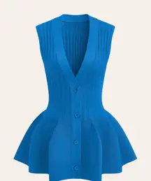 Commense Structured Peplum Medium Button-Up Knit Vest NWT