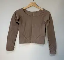 Aura Athletica‎ Khaki Long Sleeve Activewear Crop Top size M/L