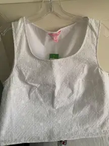 Daisy Eyelet Resort White Tank Top