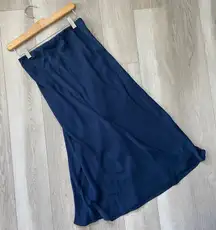A.line Midi Skirt satin a-line womens Navy Blue (large) minimalist party chic