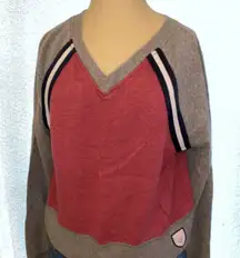 Varsity style v-neck sweatshirt