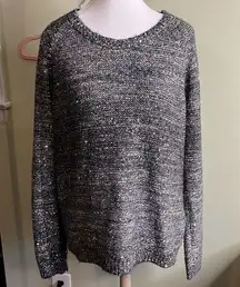 HINGE - Black & Gold Metallic Long Sleeve Loose Weave Sweater