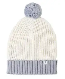 ColorBlock pom Beanie nEW cream & grey