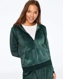 PINK Victoria’s Secret green velour zip up hoodie