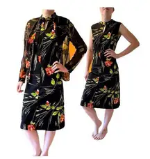 Vintage Floral 2PC Dress and Jacket Set Mod Floral Retro Mid Century SIze Med