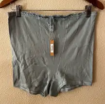 Skims lace Pointelle high rise Boxer shorts in sky blue NEW 3X