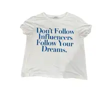 Zara graphic baby blue letter boxy cropped top tee women's medium influencer