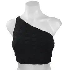Booty by Brabants Women's Black Sleeveless Lounge One Shoulder Crop Top Size S