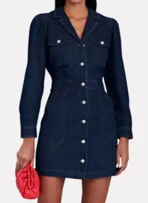 Rails Lisette Raw Denim Mini Dress Long Sleeve Button Down Shirt Dress