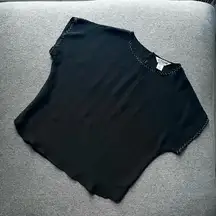 Jordan New York Black 100% Silk Beaded Trim Blouse Large