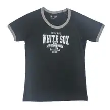 MLB Chicago White Sox Women's Heather Blue Bi-Blend Ringer T-Shirt, Small