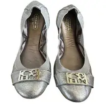 Coach  1941 BALLET FLATS SLIPON SILVER METALLIC SHOES, size 7