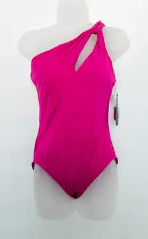 NWT Carmen Marc Valvo‎ One Shoulder Pink Swimsuit Size 12 Beach Resort Summer